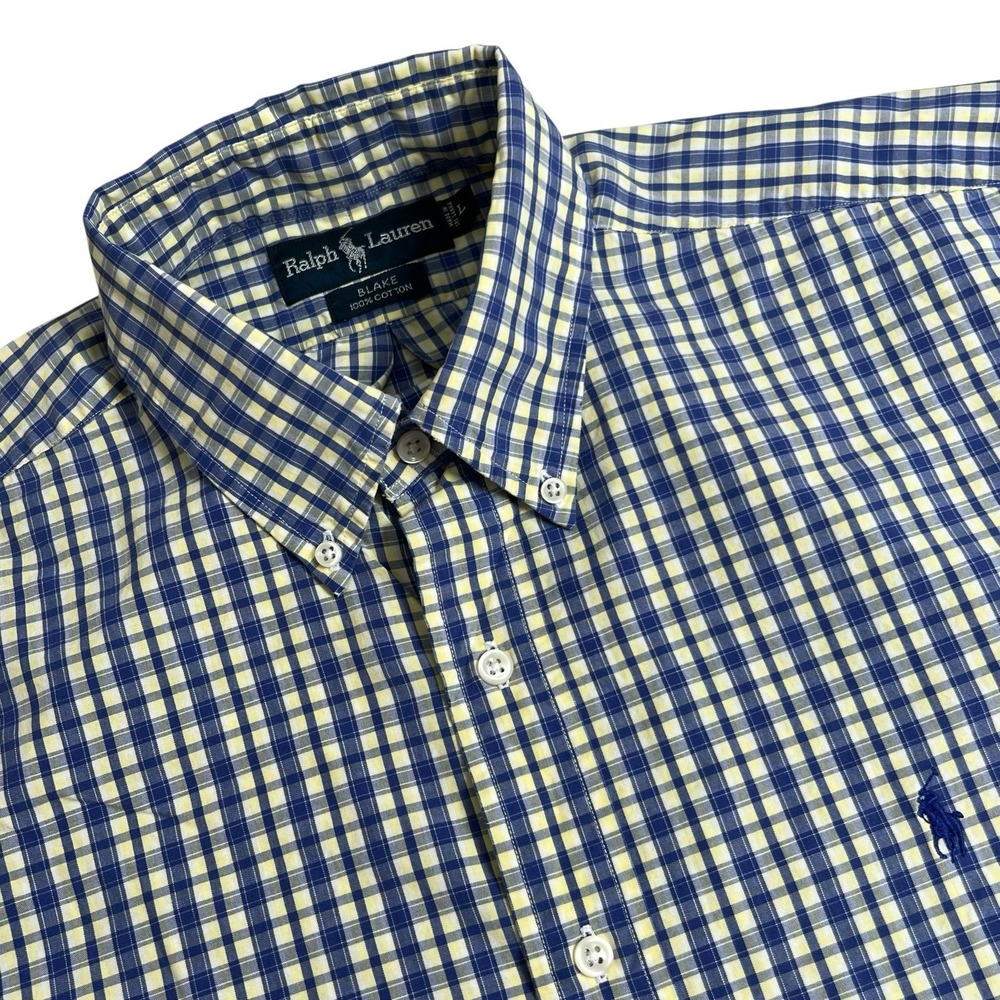 Ralph Lauren Mens Large Blake Multicolor Plaid‎ Short Sleeve Button Down Shirt